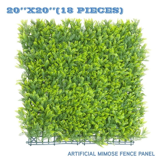 Sunshades Depot Artificial Mimose Fence Panel Green Wall Windscreen Privacy Screen Decorative Ivy Faux Leaves-18Pcs