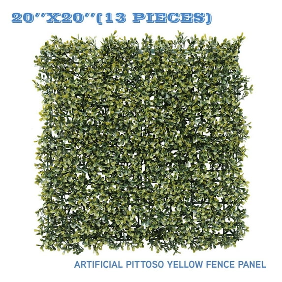 Sunshades Depot Artificial Pittoso-Yellow Fence Panel Green Wall Windscreen Privacy Screen Decorative Ivy Faux Leaves-13Pcs