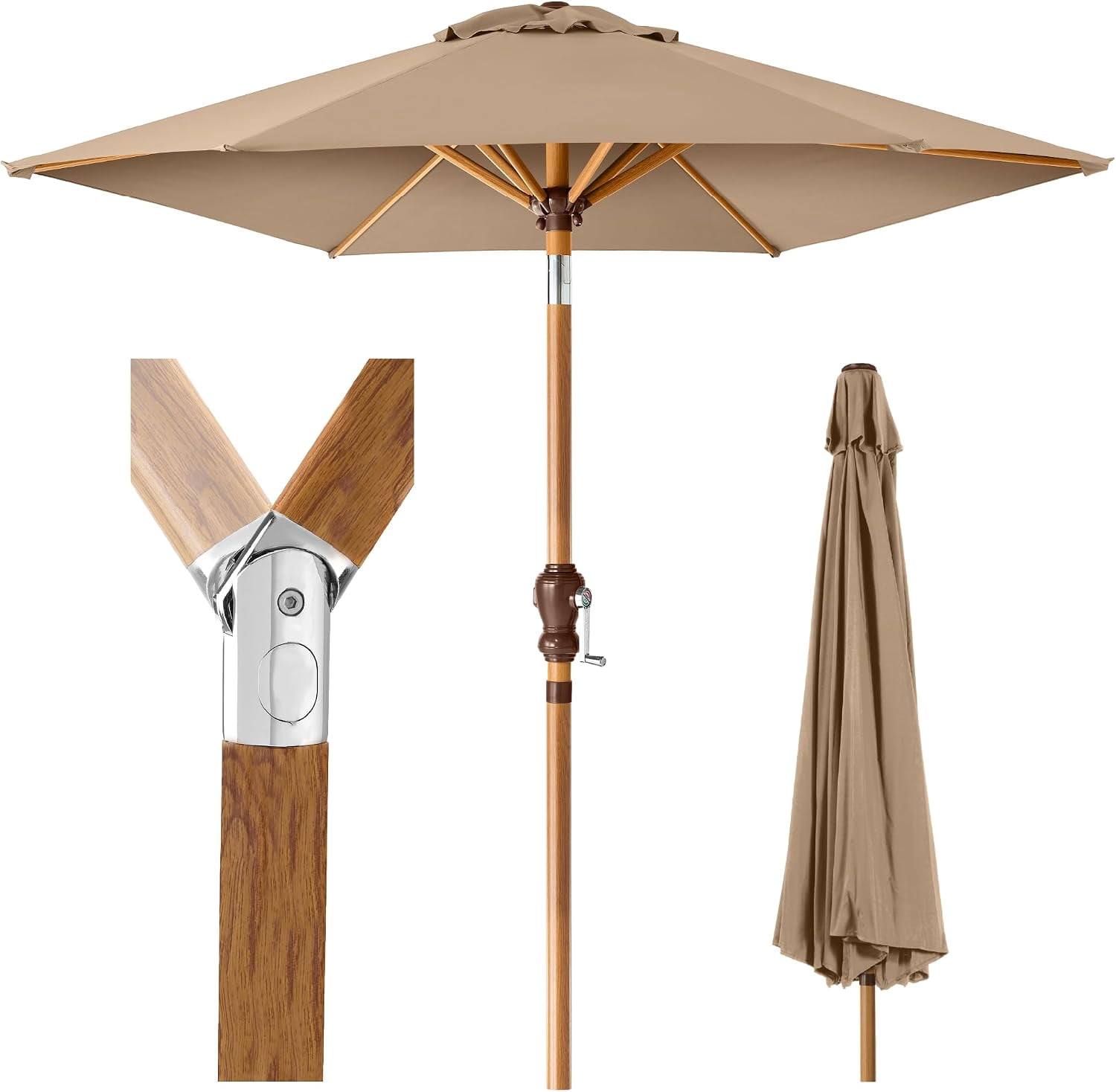 Sunshen 10ft Market Umbrella, Outdoor Sun Shade for Backyard, Deck ...