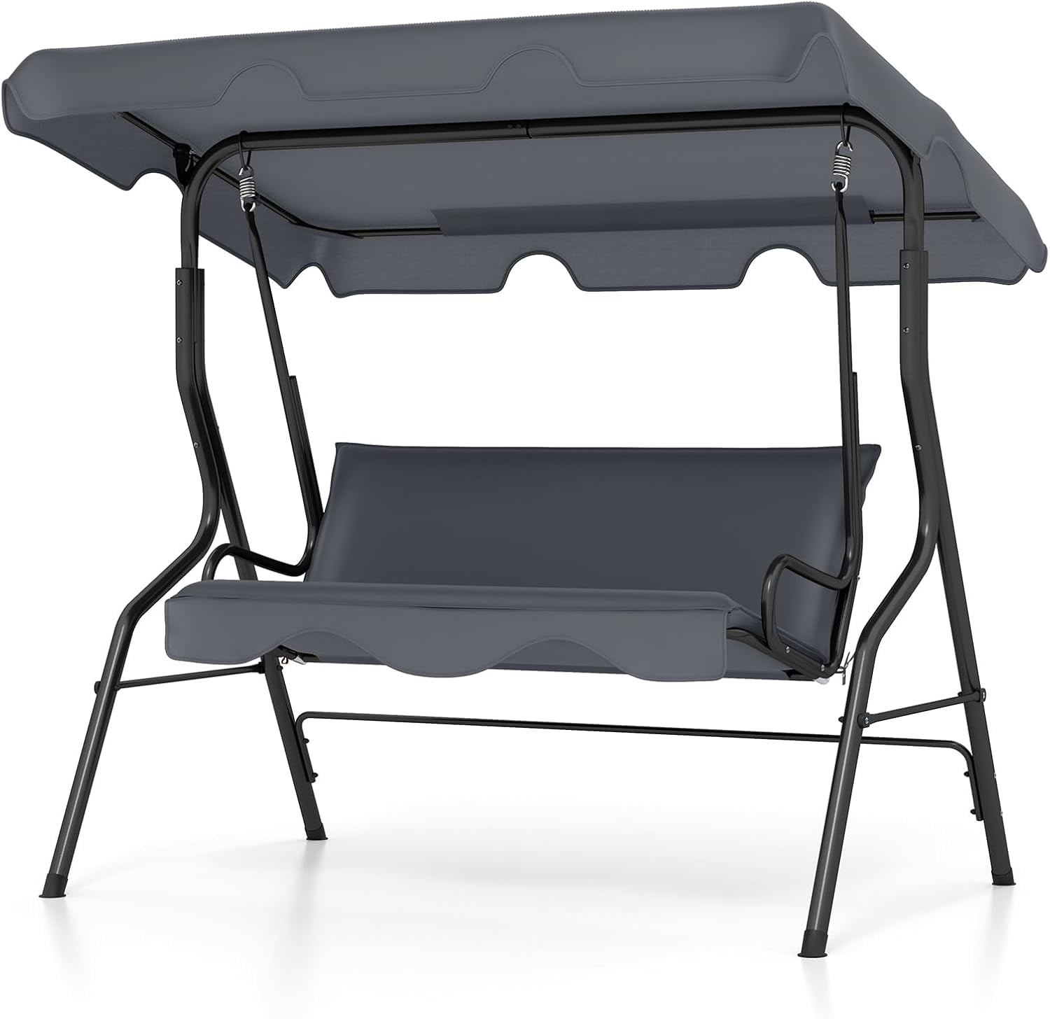 Sunshen 3 Person Porch Swing with Cushions & Canopy, Solid Steel