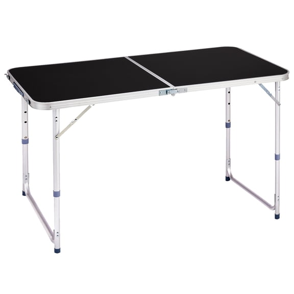 Sunshen 4 Ft Portable Folding Table, Heavy-Duty Camping Buffet Table w/ Adjustable Legs, Multi-Use Outdoor Dining Table for BBQ, Tailgating, Beach & Garden Parties