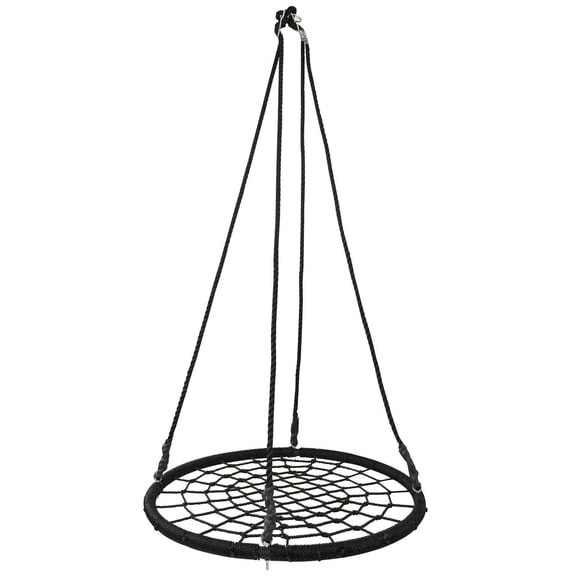 Sunshen 48'' Spider Web Tree Swing Round Net Swing Platform Rope Swing Set for Adult, Detachable Nylon Rope with Swivel for Outdoor Backyard, Max 660 Lbs Extra Safe Steel Frame, Black