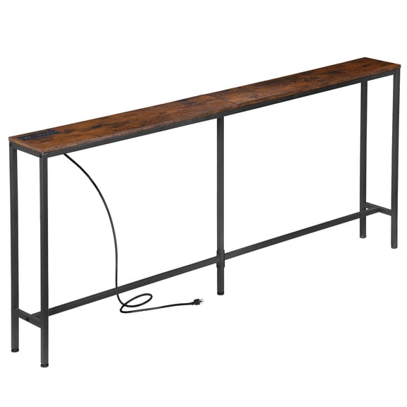 Sunshen 70.8 Inch Console Table with Outlet, Sofa Table with Charging Station, Narrow Entryway Table, Skinny Hallway Table, for Living Room