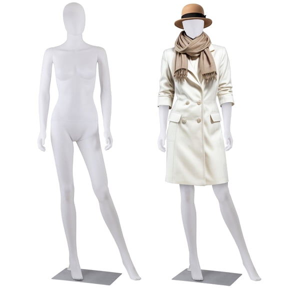Sunshen 70" Life Size Female Mannequin, Full Body Dress Form w/ 360 Rotating Head & Detachable Limbs, Adjustable Posing Mannequin with Metal Base for Retail & Studio (White)