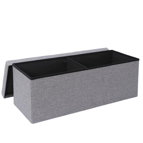 Sunshen Folding Storage Ottoman Bench, 43 Inches Footrest with Divider Foam Padded Seat Large Storage Chest Long Box for Living Room Bedroom Entryway, 660 lbs Capacity, Light Grey