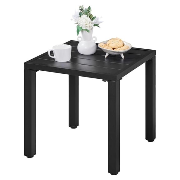Sunshen Outdoor Side Table, Small Metal Square Side Table, Easy Maintenance & Weather Resistance, Outside End Table for Patio, Porch, Deck, Pool, Indoor/Outdoor Use, Black