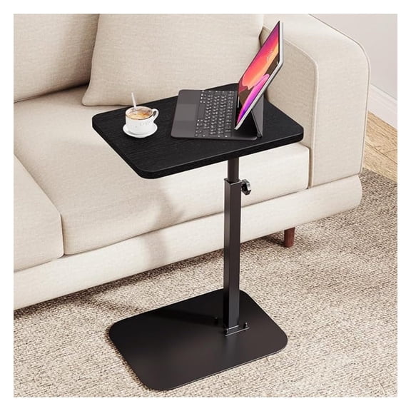 Sunshen TV Tray Table, C-Shape Couch Desk, 360° Swivel Side Table Height Adjustable, Laptop Stand for Couch Recliner, Small Bedside Tables (Black)