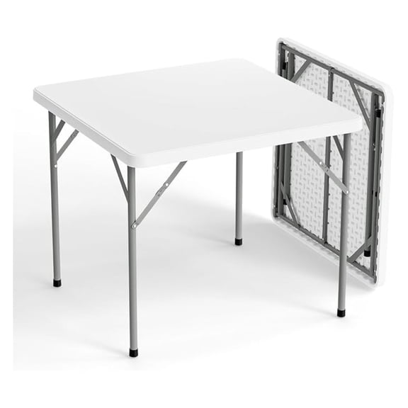 Sunshen White Card Square Table, 34 inch Foldable Legs Full Table Top, Easy to Set up and Store, Folding Portable for Game Puzzles, Gathering, Party, Dining, Indoor, Outdoor, Outside
