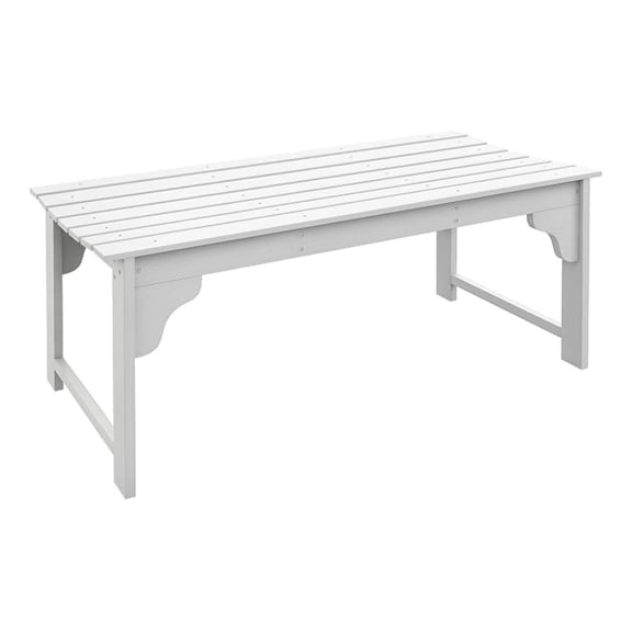 Sunshen Wooden Garden Bench, Outdoor Park Bench with Slatted Seat, Backless Front Porch Bench with Curved Seat for Conservatory, Garden, Poolside, Deck, White