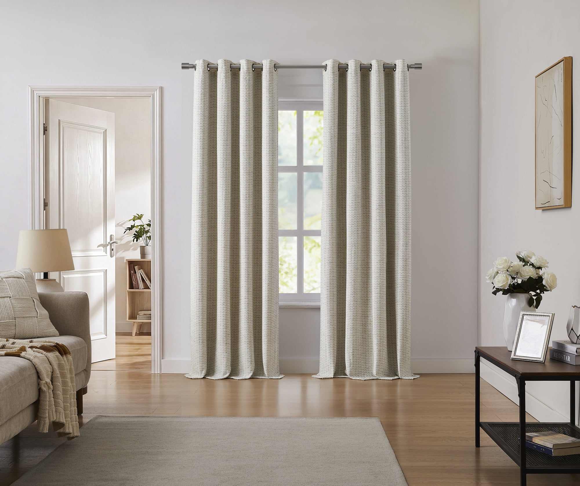 Cheyanne SUNSHIELD SIGNATURE Blackout Curtains for Living Room and Bedroom, 50” x 84”, Linen