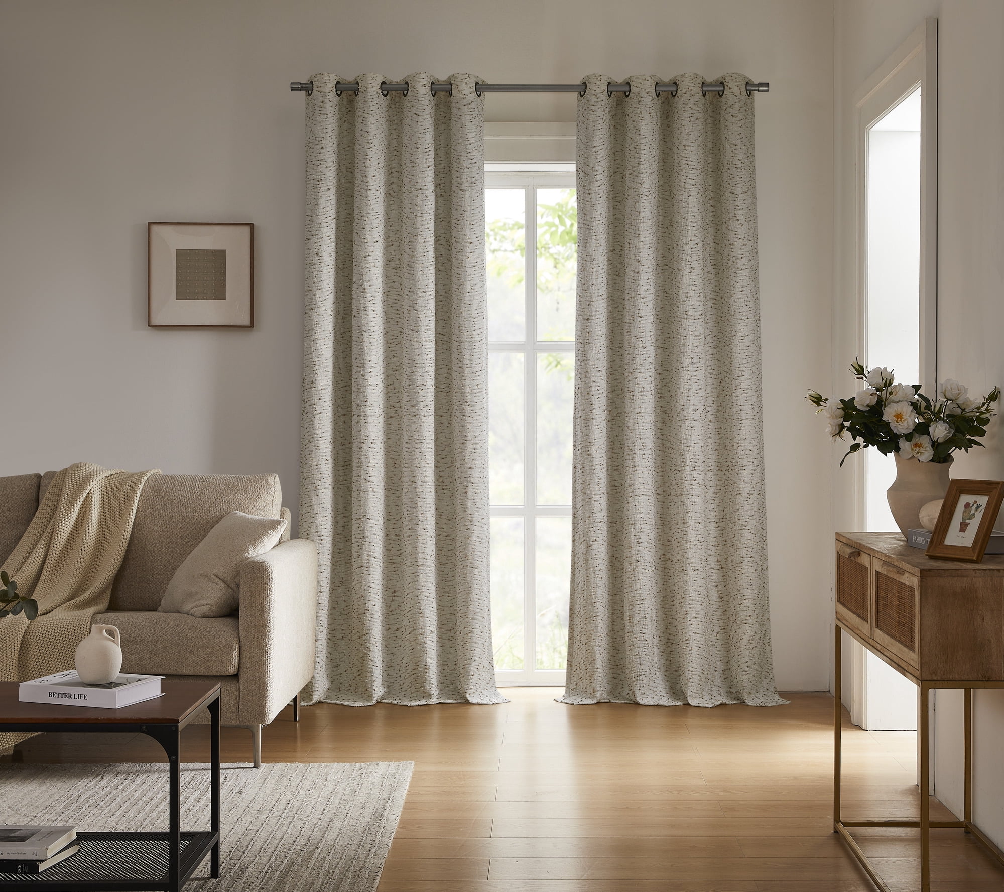 SAN MARCO SUNSHIELD ATELIER Blackout Curtains for Living Spaces, Single Curtain Grommet, 50” x 95”, Linen