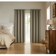 thumbnail image 1 of SUNSHIELD ESSENTIALS Tattersol Blackout Curtains for Living Rooms, Single Curtain Grommet, 50" x 84", Linen, 1 of 7