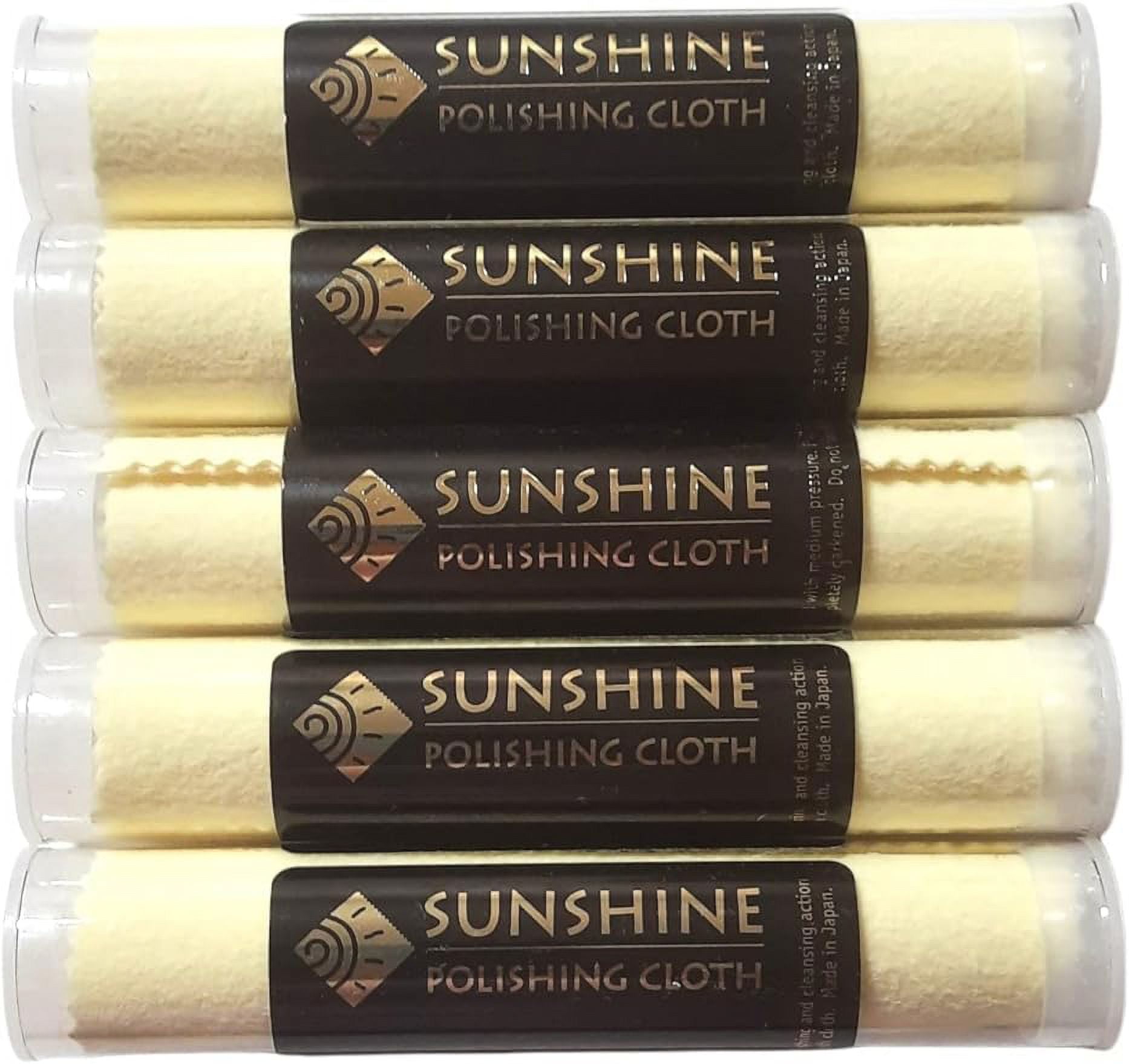 SUNSHINE BEVERAGES Sunshine 5 Polishing Cloths Jewelry Cleaner Tube Silver Brass Gold Copper