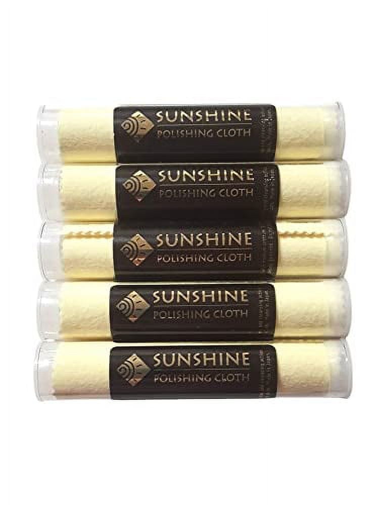 SUNSHINE BEVERAGES Sunshine 5 Polishing Cloths Jewelry Cleaner Tube Silver Brass Gold Copper