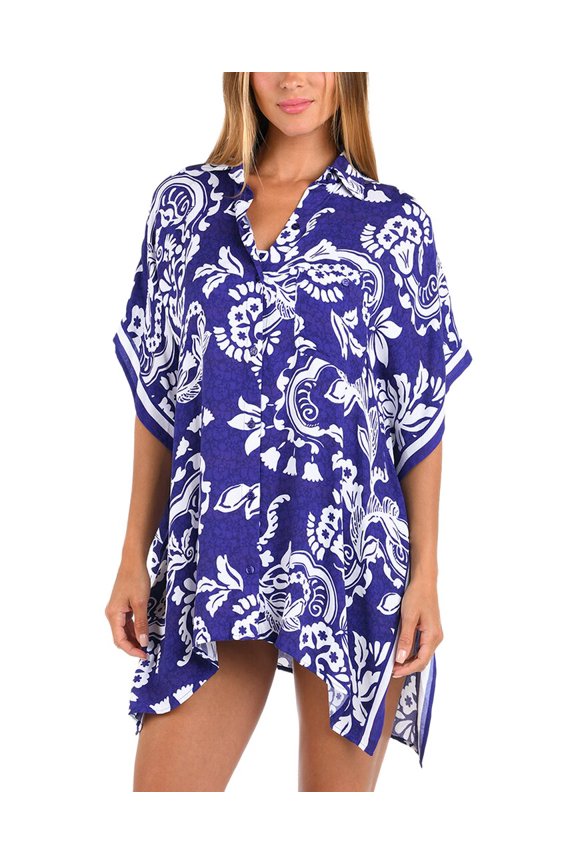 womens  Flower Resort Shirt, S/M