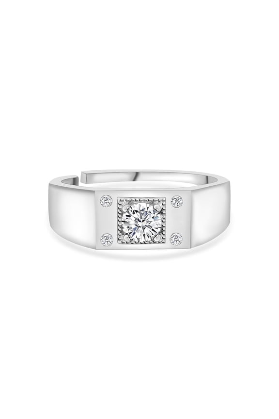 Solitaire White Moissanite Engagement Ring, 1.5 ct, 925 Sterling Silver, Size 5