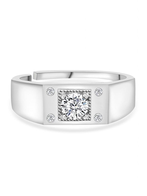 Sunshine Adjustable Silver Solitaire Ring, Moissanite Engagement Ring,925 Sterling Silver Ring, April Birthstone Ring