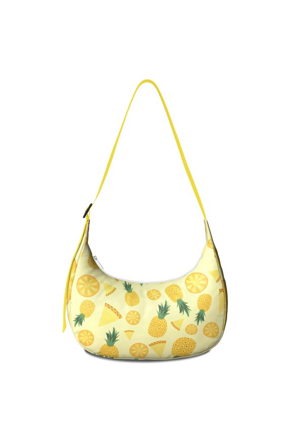 Sunshine Adjustable Strap Crossbody Bag Lightweight Nylon Pineapple Hawaiian Tropical Fruit Summer Yellow Golden Exotic Pattern Print Aesthetic Pineapple Lover