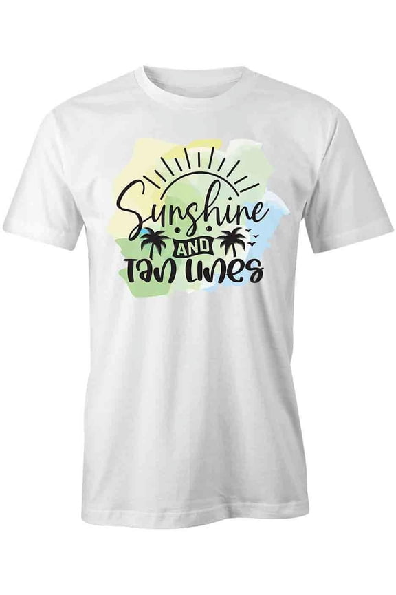 Sunshine And Tan Lines T-Shirt | Cool Summertime White Tee Gift