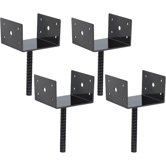 Sunshine Artisan U Shape Fence Post Holder Ground Spike Post Anchor Metal Powder Coated 4 Inches x 4 Inches 4 Pack