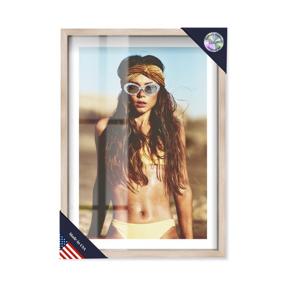 Sunshine Babe Shadowbox Print Retro Art Prints by Notoriart, Blonde Frame, 25 x 37