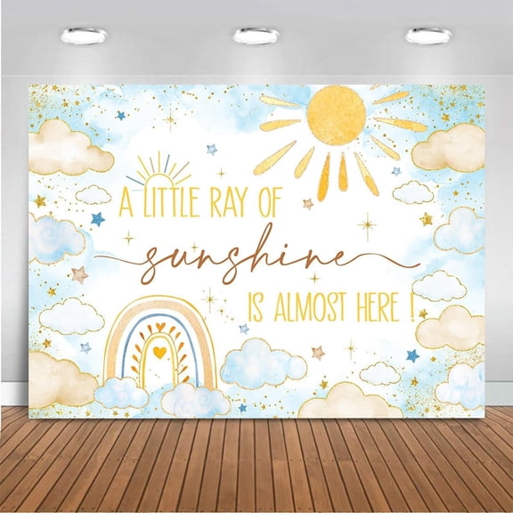 Sunshine Baby Shower Backdrop Sunshine Rainbow Theme Background for A Little Ray of Sunshine Baby Shower Cake Table Decorations Photo Props
