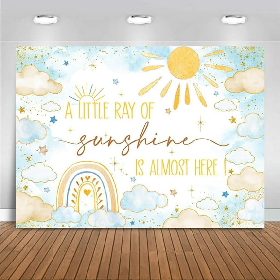 Sunshine Baby Shower Backdrop Sunshine Rainbow Theme Background for A Little Ray of Sunshine Baby Shower Cake Table Decorations Photo Props