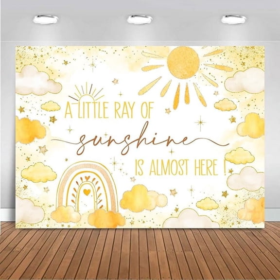 Sunshine Baby Shower Backdrop Sunshine Rainbow Theme Background for A Little Ray of Sunshine Baby Shower Cake Table Decorations Photo Props