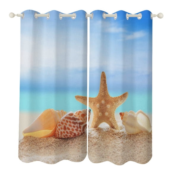 Sunshine Beach Starfish Luxury Window Curtains Blinds for Living Room Bedroom Bathroom Kicthen Door Home Decor 2 Panels