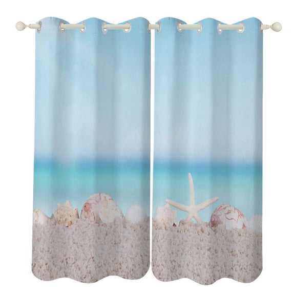 Sunshine Beach Starfish Luxury Window Curtains Blinds for Living Room Kids Bedroom Bathroom Kicthen Door Home Decor 2 Panels