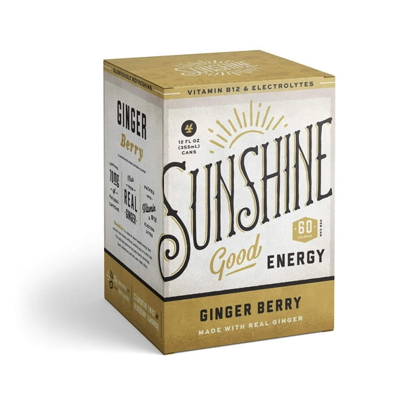 Sunshine Beverages - Energy Ginger Berry 4pk - Case of 6-12 FZ