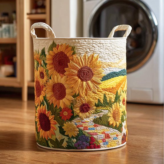 Sunshine Bloom Quilted Laundry Basket