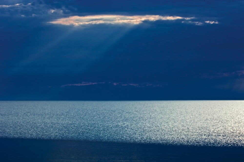 Sunshine Breaking Through Clouds Bruce Peninsula National Park Georgian Bay Ont Canvas Art - Mike Grandmaison Design Pics (18 x 12)