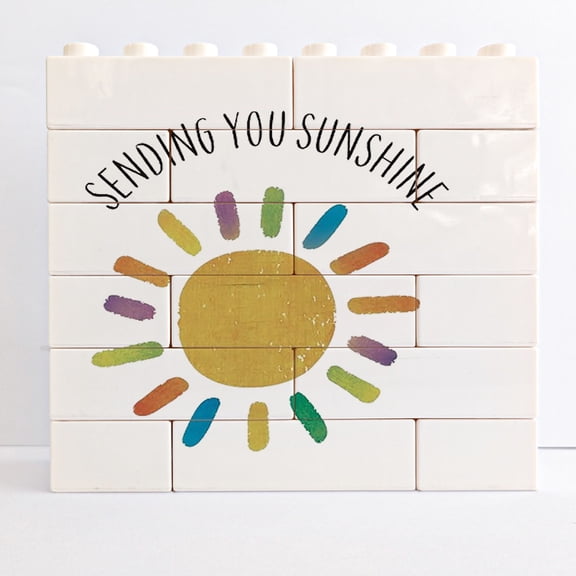 Sunshine Building Bricks Blocks Puzzles Decor Sending You Sunshine Spring Decor Boho Nursery Sun Plaque For Home Kids Room Living Room Classroom Shelf Desk Indoor Decor
