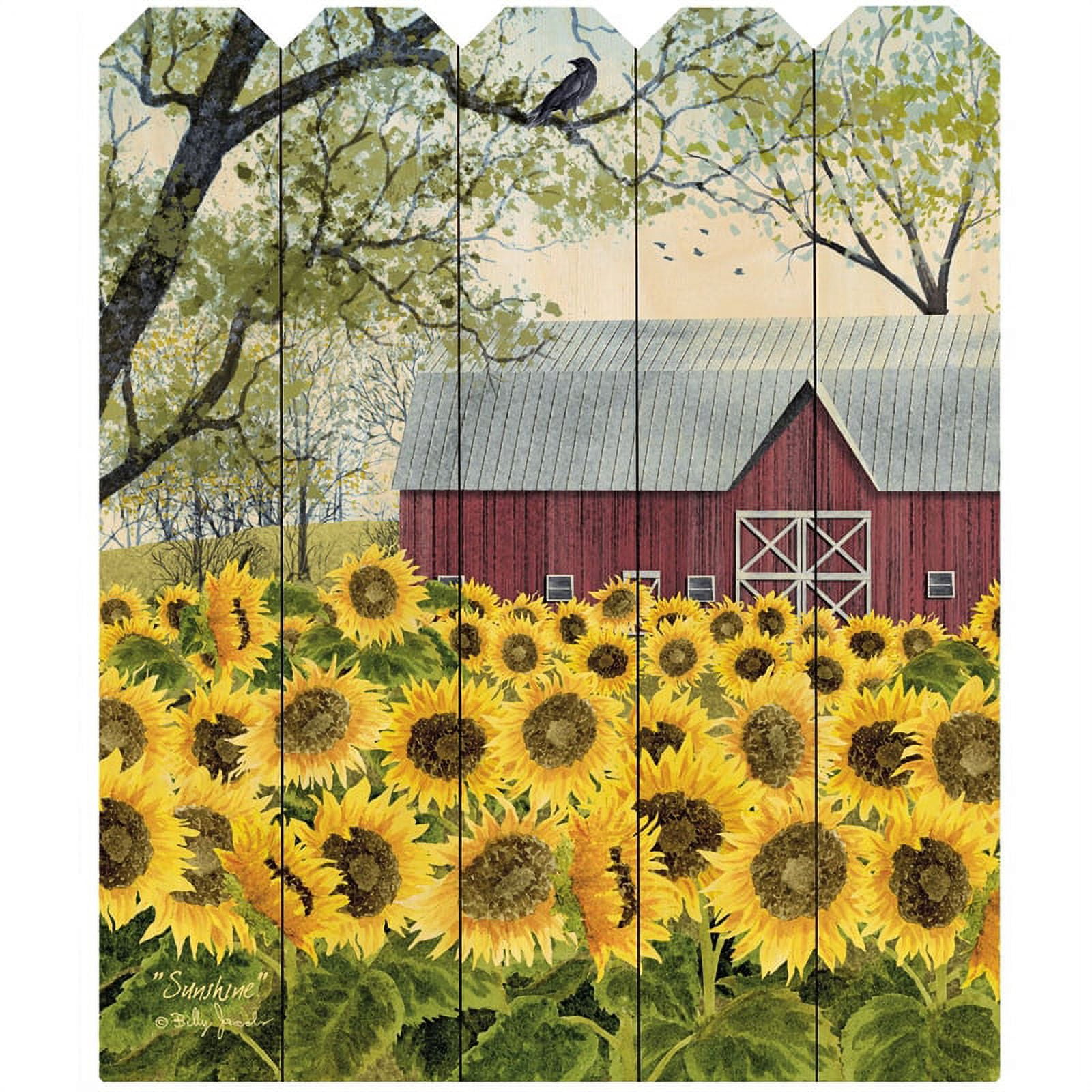 Sunshine Wooden Picket Fence Wall Art for Kids, 15'' x 20''
