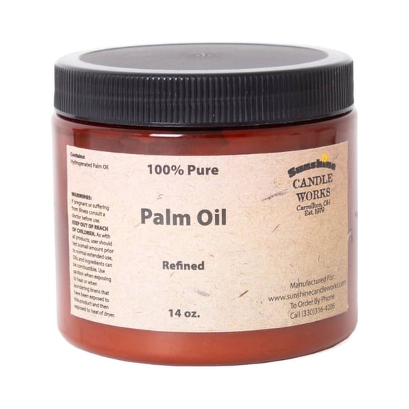 Sunshine Candle Works Palm Oil, 100% Pure, Soap Making Oil for Nice Lather and Longer Lasting Bars, Refined, 14 oz