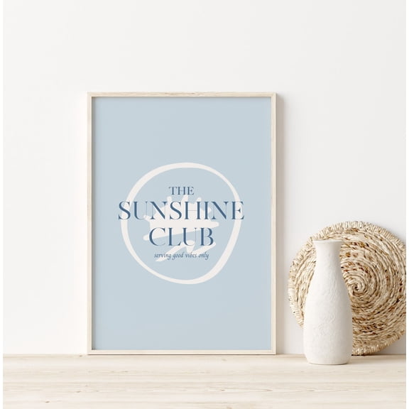 Sunshine Club Print, Coastal Blue Wall Art, Unframed Paper Poster 8x10in