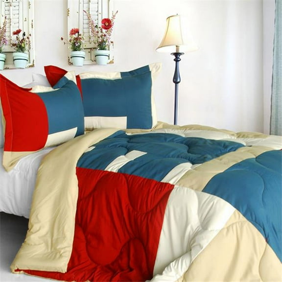 Sunshine Coast - Quilted Patchwork Down Alternative Comforter Set Full & Queen Size - Red