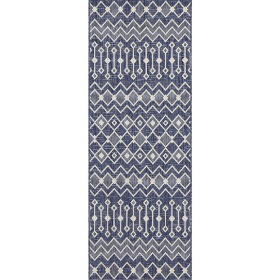 Sunshine Collection Polypropylene Area Rug - 2 Ft. 7 In. X 3 Blue , Stain For Patio, Deck, Living Room Indoor/outdoor Deck &