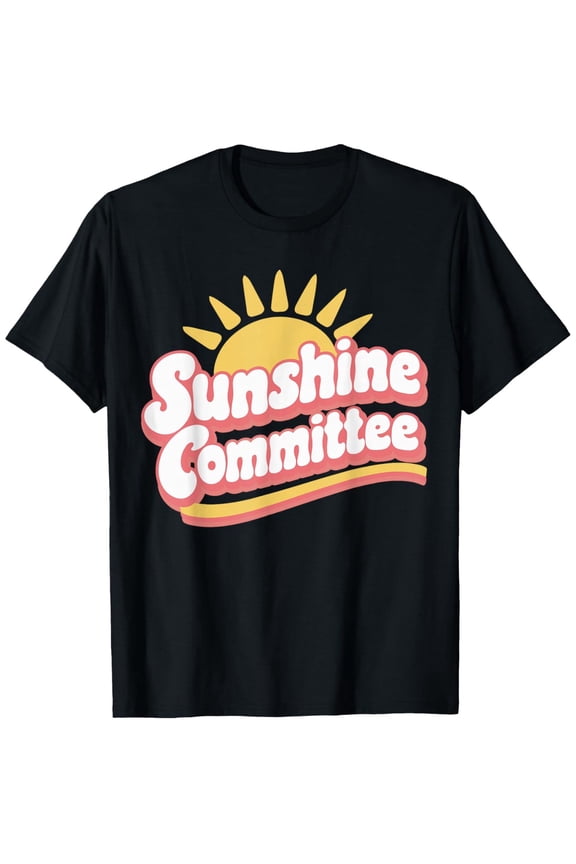 Sunshine Committee T-Shirt for & - Casual Round Neck Short Sleeve Tee with Sunshine & Smiling Faces Print, All-Season Comfortable Outdoor Training Wear, Machine Washable for easy care (Unisex)