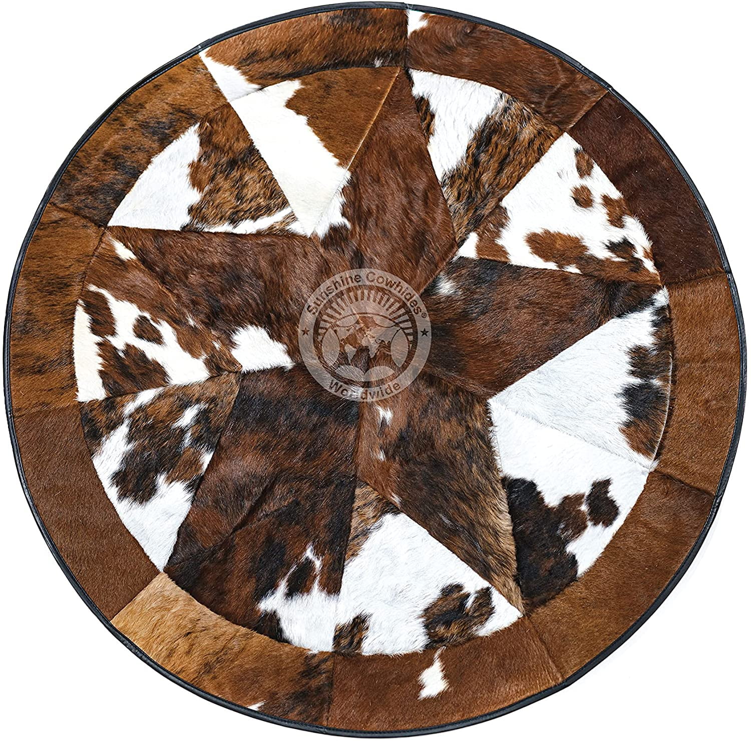 Sunshine Cowhides 100% Genuine Patchwork Cowhide Rug - Tricolor, Single ...