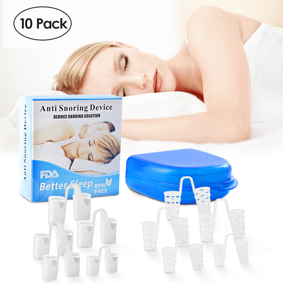 Sunshine Crackers 10 Pieces Anti Snoring Devices Stop Snoring Snore Stopper Nose Vents Nasal Dilator Ease Breathing Snoring Relief
