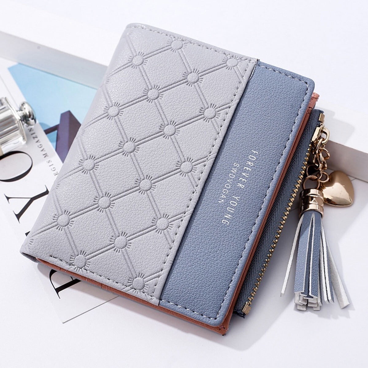 Sunshine Beverages Women's Zipper Clutch Wallet, Gray Sunshine Beverages Women's Zipper Clutch Wallet, Gray