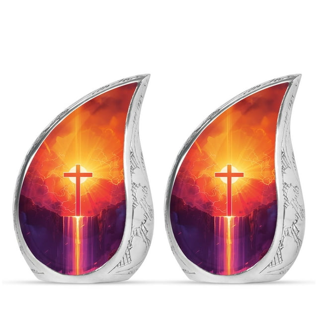 Sunshine Cross Funeral Urns For Ashes For Women & Men - Small Cremation Adult Urns For Human Ashes 3 Inch 2 Pcs