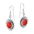 thumbnail image 1 of Sunshine Daisy Sunflowers with Red Coral Inlays .925 Sterling Silver Earrings, 1 of 5