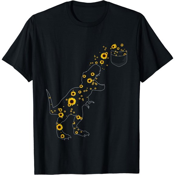 Sunshine Dinosaurs T-rex Sunflower Rex Sun Flower dinosaur T-Shirt, Unisex T-Shirt