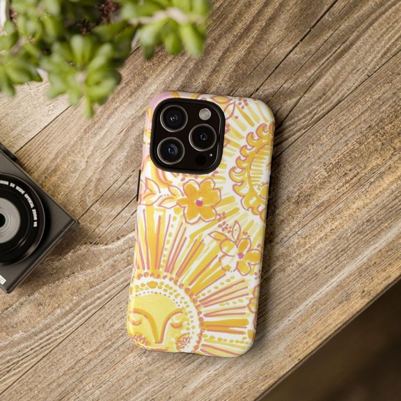 Sunshine Floral Tough Case for Apple iPhone, Dual Layer Protective Cover