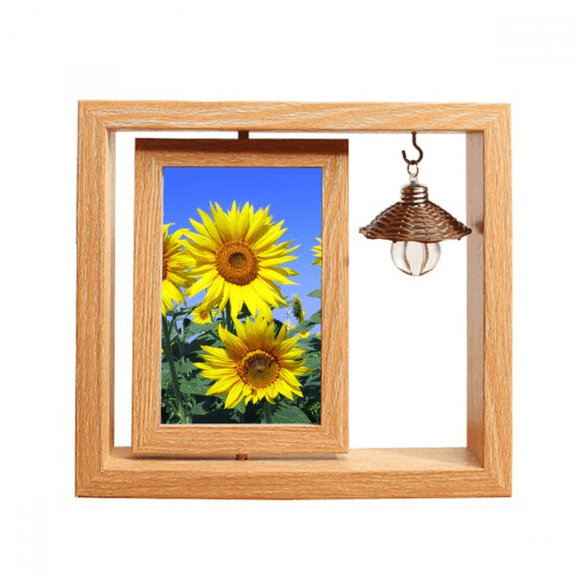 Sunshine Flowers Sunflowers Blue Sky Wooden Rotating Picture Photo Frame 4x6