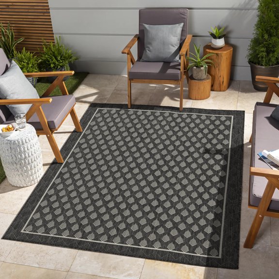 Area Rugs Sunshine GC_HAR2008 Anthracite 7 ft. 10 in. x 10 ft. 3 in. Indoor/Outdoor Area Rug,Throw Rugs