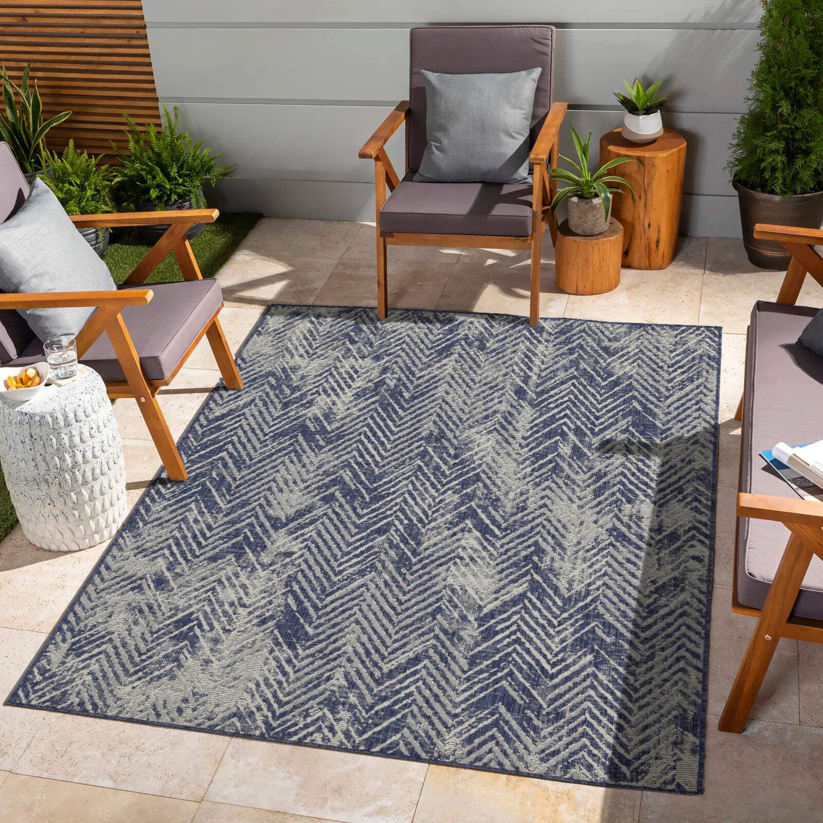 Sunshine Rug Sunshine Gc Har2010 Blue 7 Ft. 10 In. X 10 Ft. 3 In. Indoor Outdoor ...
